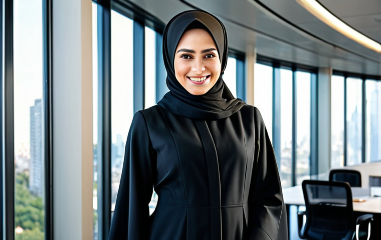 대학병원과 지역 종합병원 비교 - **

A professional businesswoman in a modest, tailored black abaya, smiling confidently in a modern ...